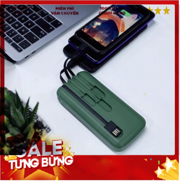 Sạc dự phòng đa năng hoco DB07 tích hợp sẵn 4 dây cáp tiện lợi dung lượng 10.000mah - Hàng chính hãng