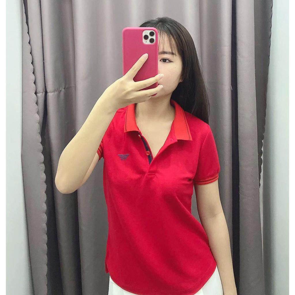 Áo Polo nữ cổ bẻ phối UCO vải cotton cá sấu cao cấp, dáng đẹp, thêu họa tiết màu đỏ, xanh ATS0496 - EMSPO