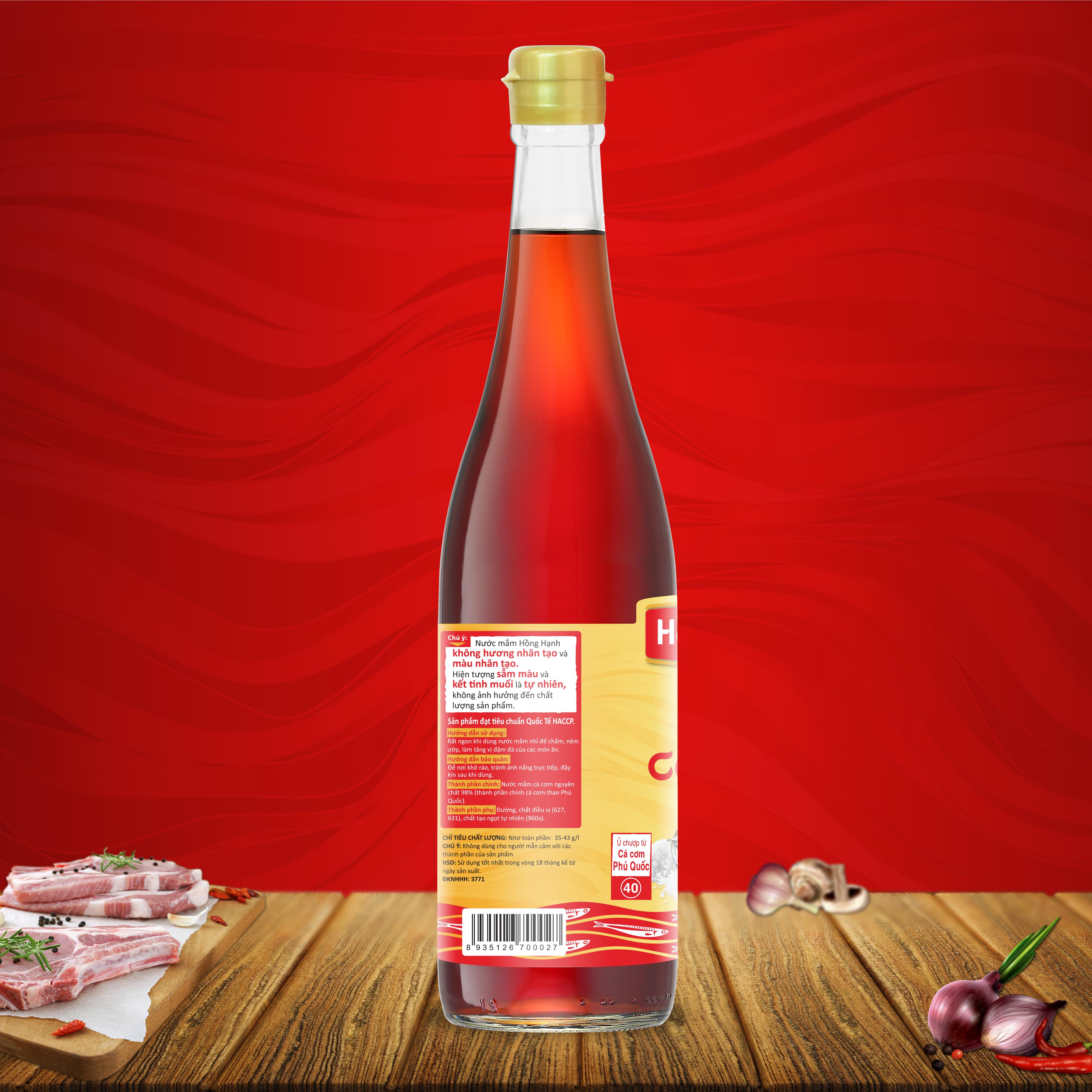 Hộp 2 chai nước mắm truyền thống Phú Quốc Hồng Hạnh Cốt Nhỉ 40 độ đạm - Chấm sống tuyệt ngon