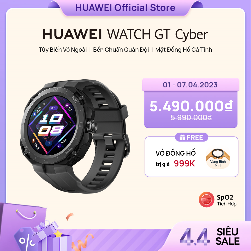 Đồng Hồ Thông Minh HUAWEI WATCH GT Cyber |Tùy Biến Vỏ Ngoài | Bền Chuẩn Quân Đội | Mặt Đồng Hồ Cá Tính | Hàng Chính Hãng