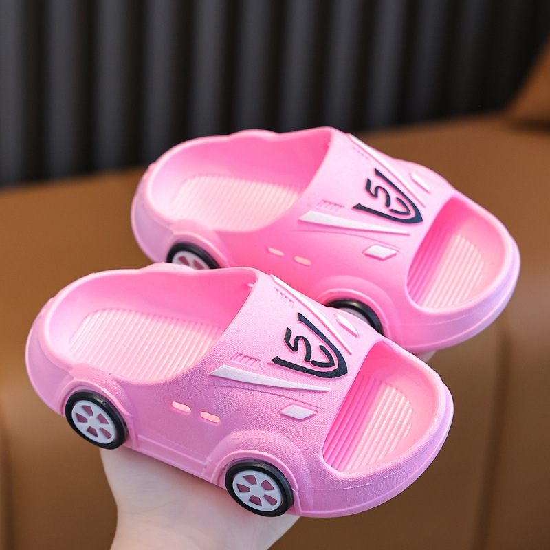 Dép trẻ em, cho bé trai và bé gái, kiểu dáng ô tô ngộ nghĩnh đáng yêu, bằng nhựa chống trơn trượt tuyệt đối