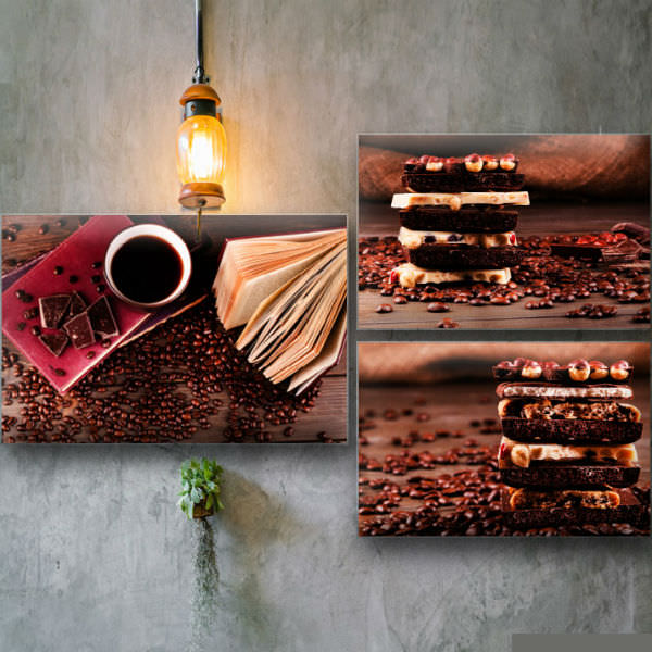 Bộ 3 Tranh Canvas Không Viền Treo Tường Quán Cà Phê Sweet Mornings Cafe W011
