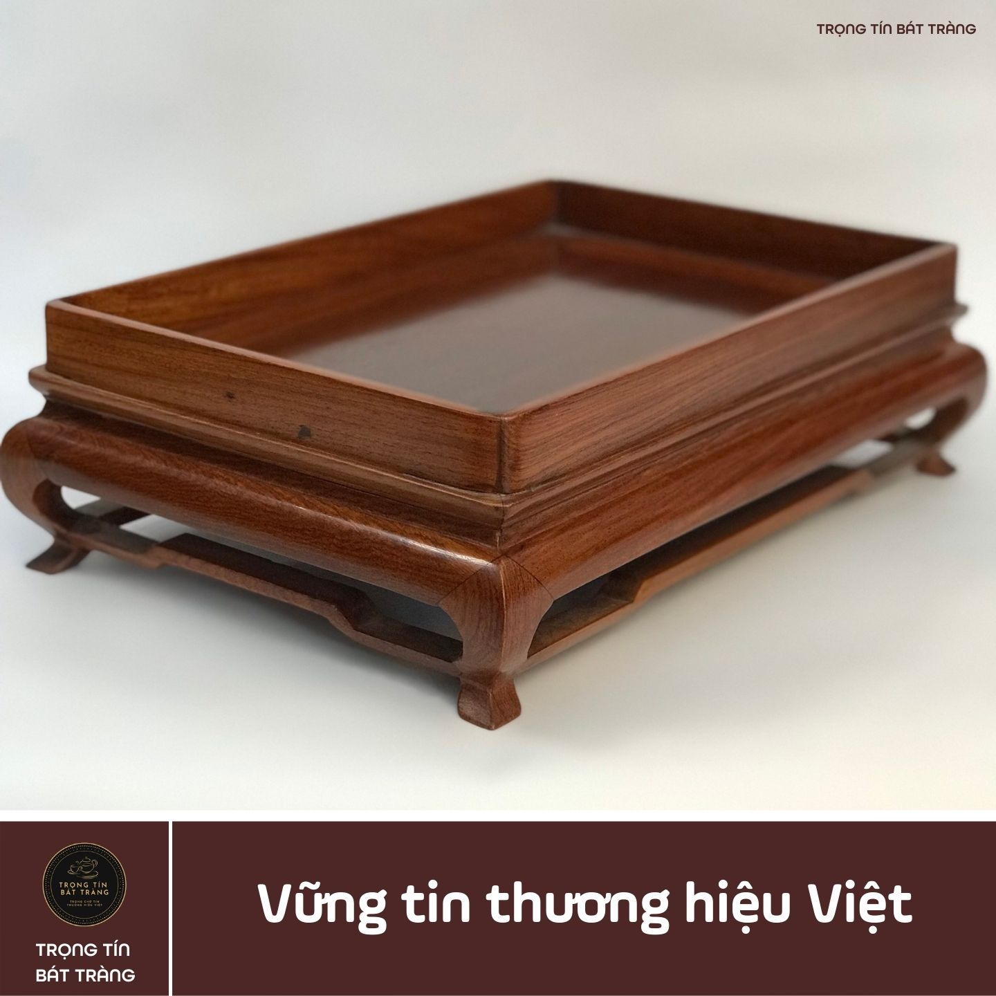 Khay Trà Gỗ Hương Hình Chữ Nhật Kích Thước 38*26*11,5 cm KT 83