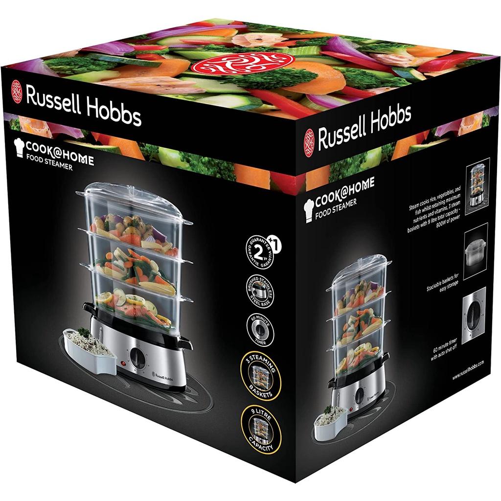 Nồi Hấp Rau Củ 3 Tầng RUSSELL HOBBS, Nồi Hấp Trứng, Công Suất 800W, Dung Tích 9L, Nhập Đức, BH 12 Tháng