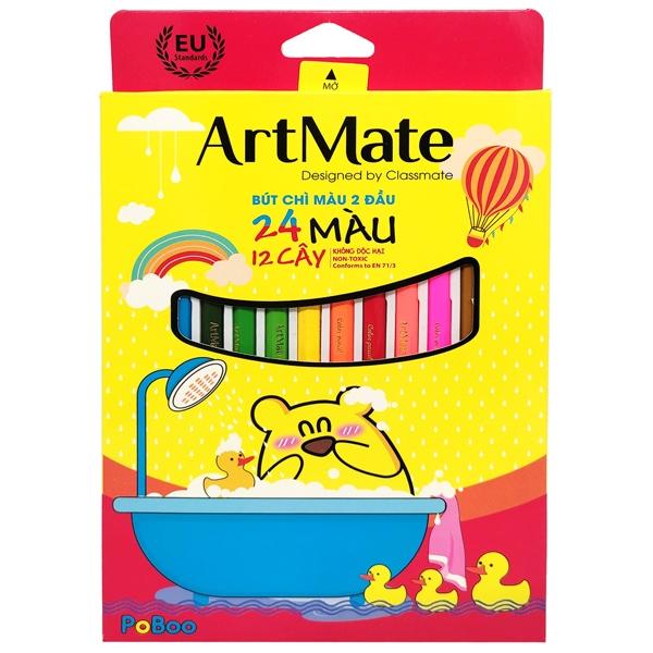 Hộp 12 Bút Chì Màu 2 Đầu 24 Màu - ArtMate AM-CL303