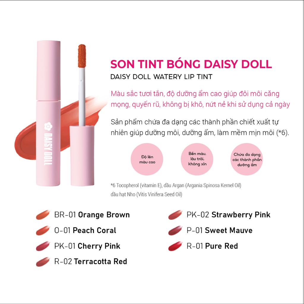 Son Tint Dạng Kem Bóng Daisy Doll By Mary Quant Nhật Bản Cho Đôi Môi Mọng Nước, Căng Mướt R-02 Terracotta Red 5g