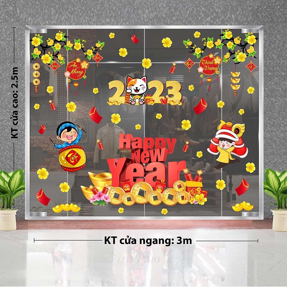 DECAL TRANG TRÍ TẾT 2023 COMBO SỐ 55