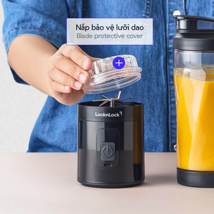 Máy xay sinh tố cầm tay LocknLock Powerful portable blender EJJ356BLK, dung tích 600ml - Màu đen - Hàng chính hãng