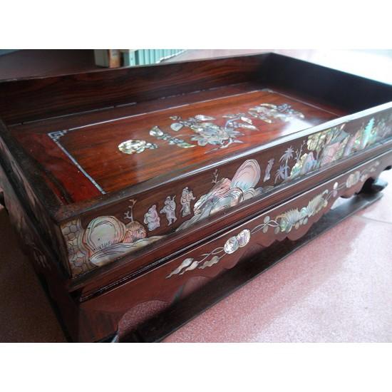 Khay trà khảm trai Gỗ cẩm, Hương - DAICAT - Kích thước 34 x 25 cm x cao 16 Cao cấp