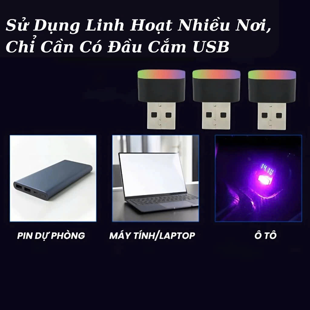 Đèn led usb led cắm vào xe oto Mini USB Xe Hơi MÀU TRẮNG PHỤ KIỆN NỘI THẤT KHÁC