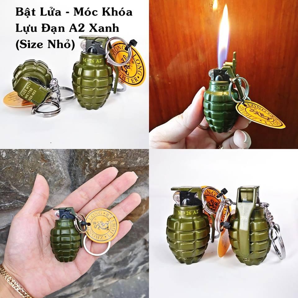 BẬT LỬA MÓC KHÓA HÌNH TRÁI LỰU ĐẠN A2 XANH (SIZE NHỎ) - (XÀI GAS)