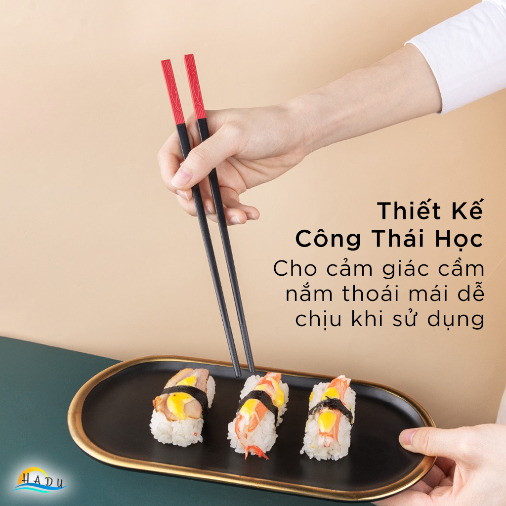 [5 Đôi] Đũa Ăn Cơm Cao Cấp Chống Mốc Kiểu Nhật Bản Đẹp Hình Song Ngư Nhiều Màu Sợi Thủy Tinh Chịu Nhiệt HADU