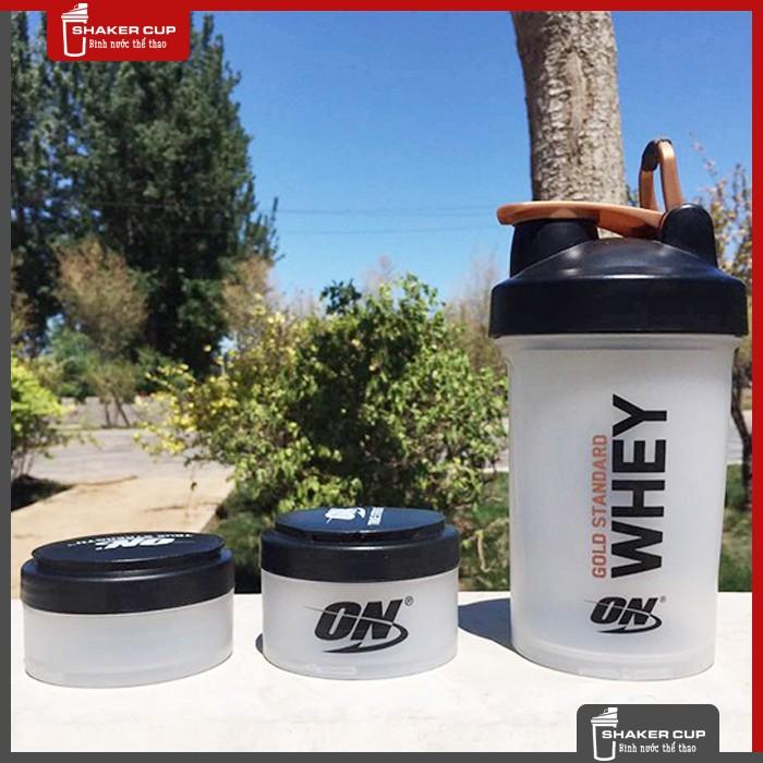 Bình lắc tập gym thể thao Shake bottle ON Gold Standard 3 ngăn