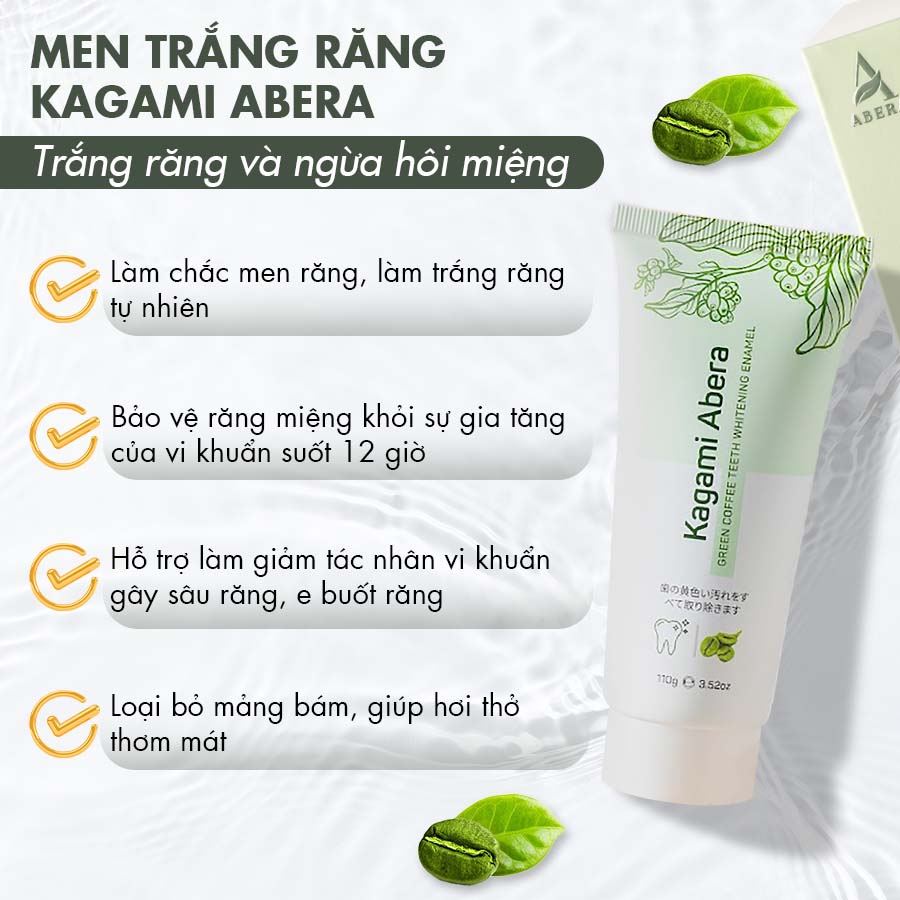 Combo 2 Men trắng răng Kagami Abera 110g làm trắng sáng nhanh chóng và đánh bay mọi vết ố vàng trên răng