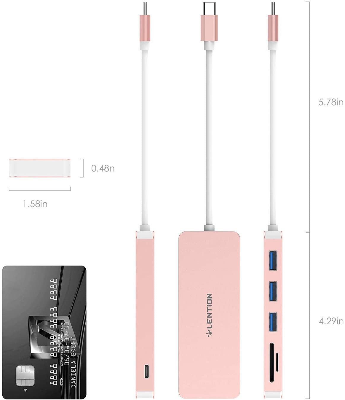 Hub USB C LENTION 6 trong 1 C16S với PD, SD/TF, Type A 3.0 - Hàng chính hãng