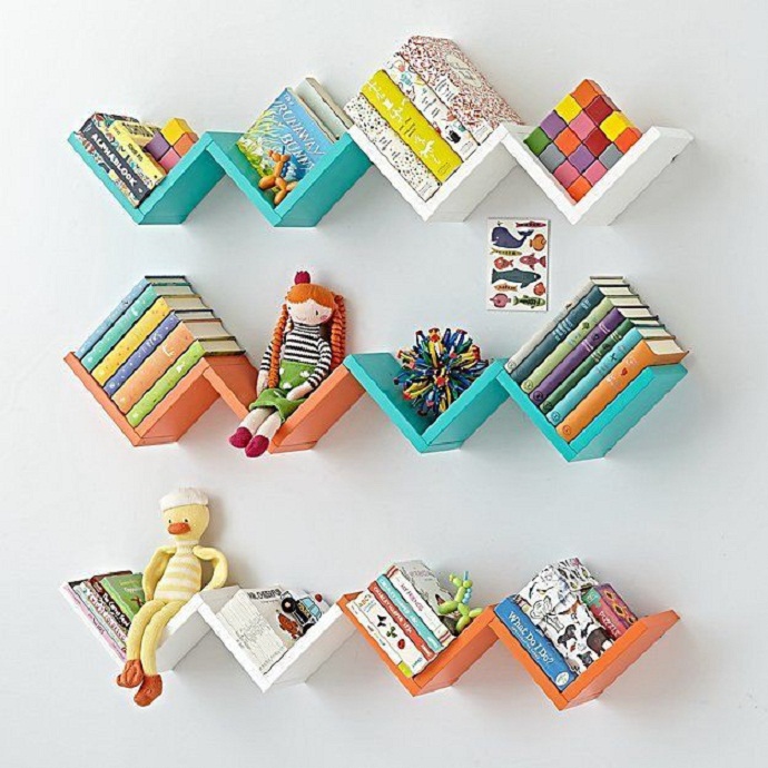 Set 4 kệ trang trí hình chữ V cao cấp màu trắng