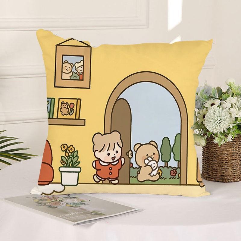 Vỏ Gối In Hình hoạt hình dễ thương, size 45*45cm, vải dày mịn, khóa cao cấp