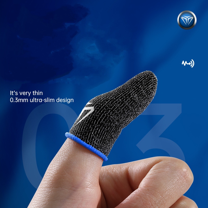 Hình ảnh Găng tay chơi game Sợi ion Bạc Shizu cảm ứng bao ngón tay chống mồ hôi, chống trượt - 1 ngón tách lẻ No Box, màu viền giao ngẫu nhiên