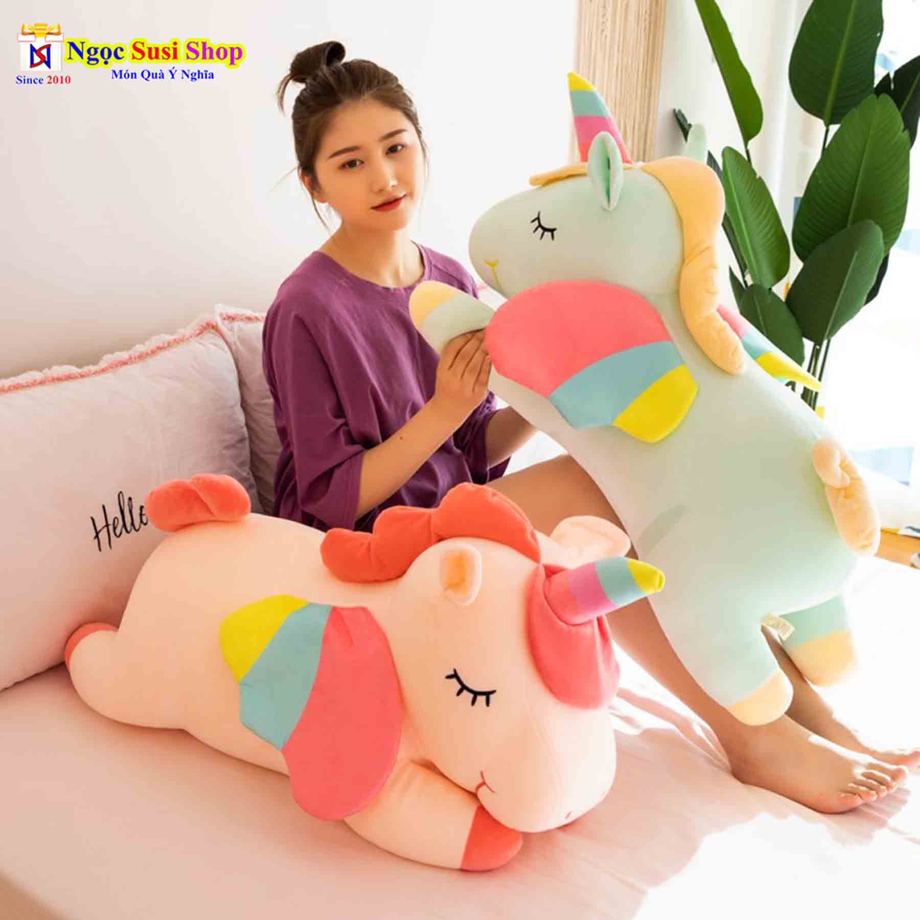 GỐI ÔM NGỰA PONY NGỰA KỲ LÂN SIÊU MỊN ÔM NGỦ RẤT CƯNG - THÚ BÔNG NGỰA PONY