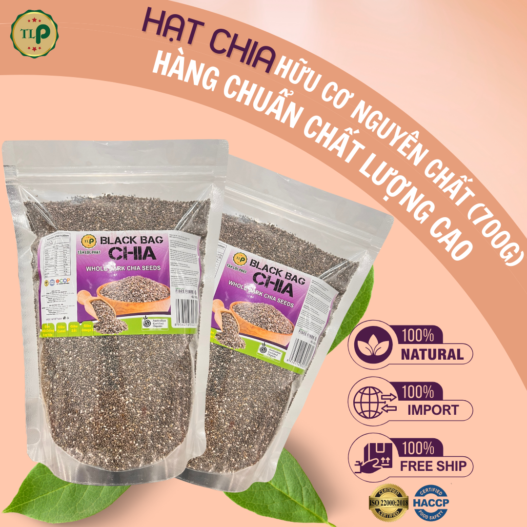 Hạt Chia Úc TLP.100% Organic Ăn Kiêng Giảm Cân Hạt Chuẩn Sạch Đều Đẹp (700g - gồm 2 Gói 350g)