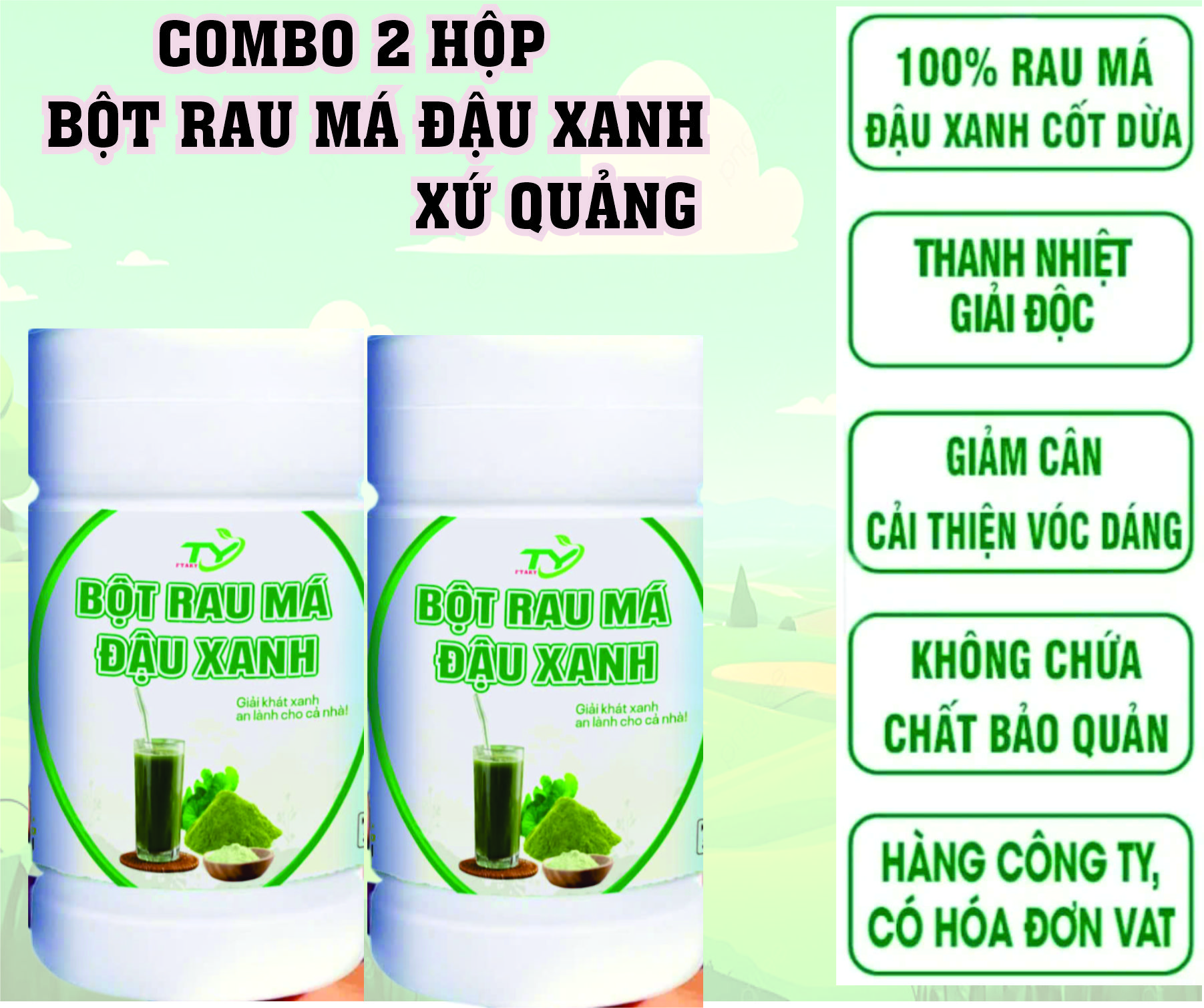 (1kg) Bột Rau Má Đậu Xanh Tách Gân Siêu Mịn, Thơm Ngon Béo Ngậy KHÔNG ĐƯỜNG, hàng đã được kiểm định chất lượng FTAKY