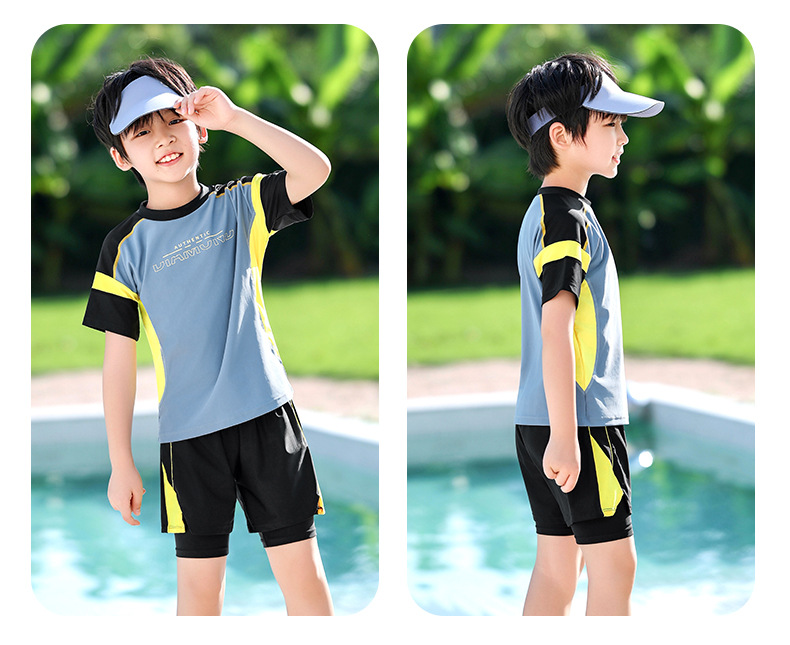 Đồ bơi bé trai rời size đại 7-16 tuổi phối màu in chữ hàng YLIKE vải co giãn cực tốt kiểu dáng thời trang