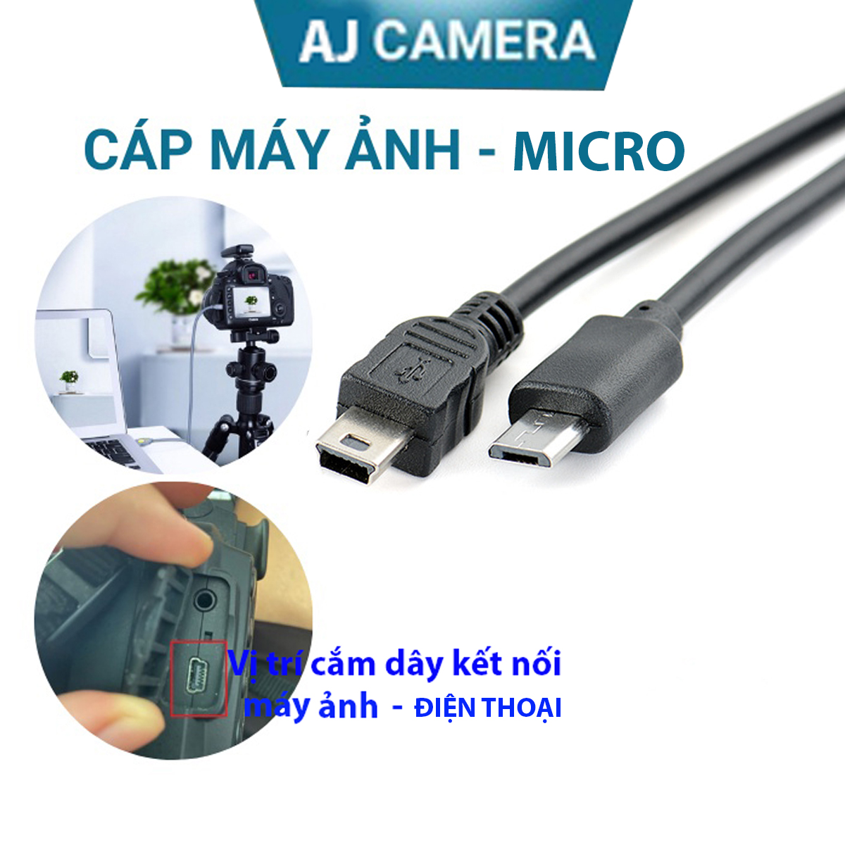 Dây Cáp Kết Nối Máy Ảnh Canon Với Điện Thoại Chân Micro Loại Tốt Dành Cho CANON 60D, 70D, 6D, 7D, 5D MARK II, 5D MARK III, 700D