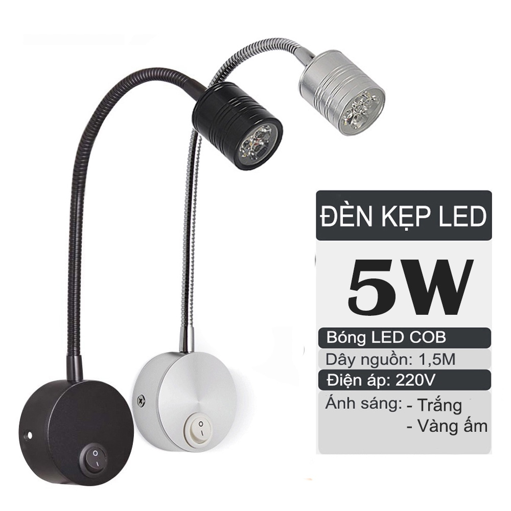 Đèn Led chiếu rọi trang trí gắn tường đầu giường 5W-220V Tích hợp đèn ngủ và Đèn đọc sách BOFIT - DW204