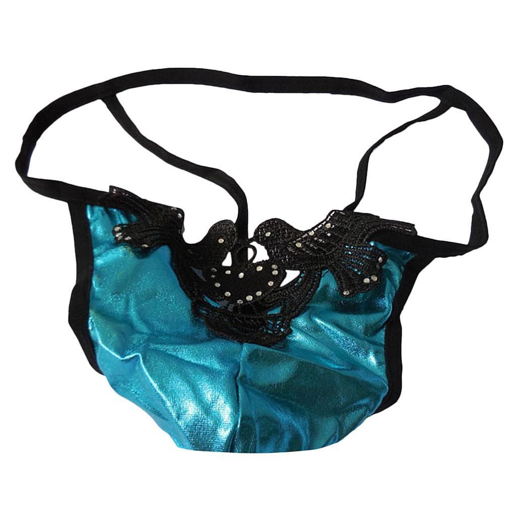 3-4pack Men's Sexy G-string T-back Briefs Underwear Birds Embroidered Thong Blue