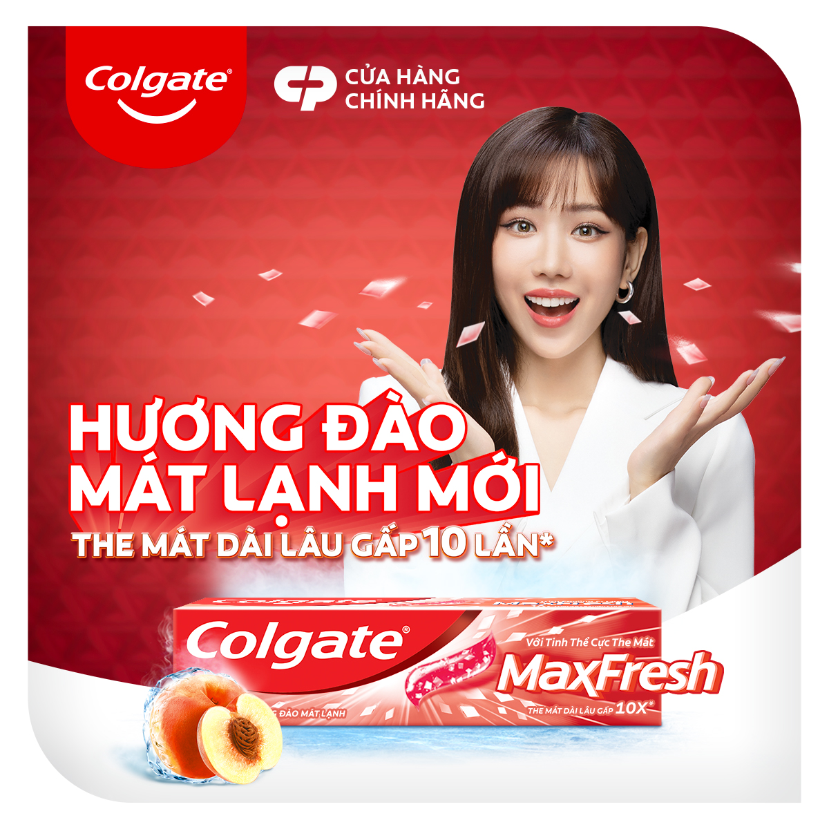 Kem đánh răng Colgate MaxFresh Hương Đào Mát Lạnh 225g tặng kèm bàn chải