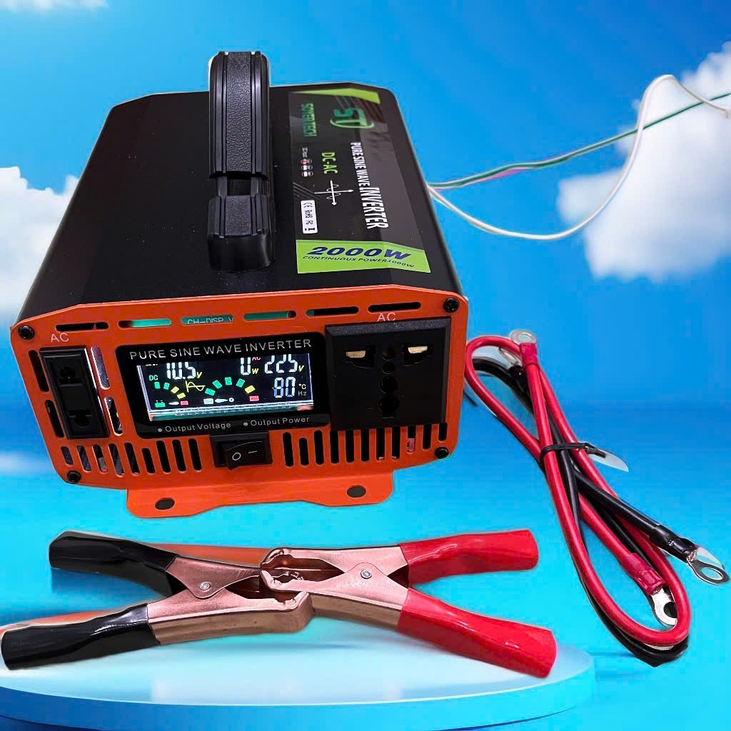 Bộ Kích Điện 12V lên 220V 2000W Sóng Sin Chuẩn – Hàng Nhật, Màn Hình LED Hiển Thị