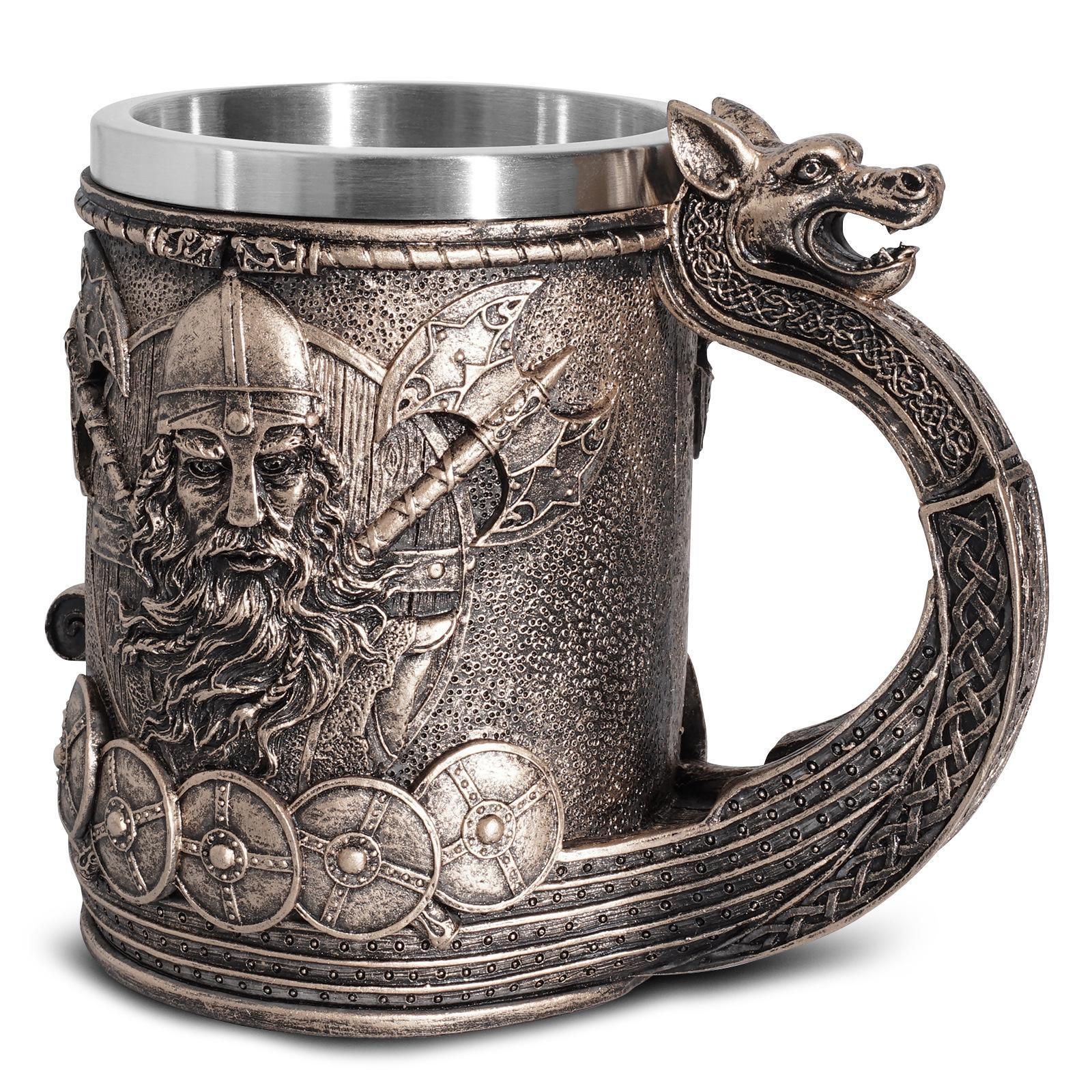 Cốc bia Viking Viking sáng tạo Cốc nước lớn Cốc thép không gỉ