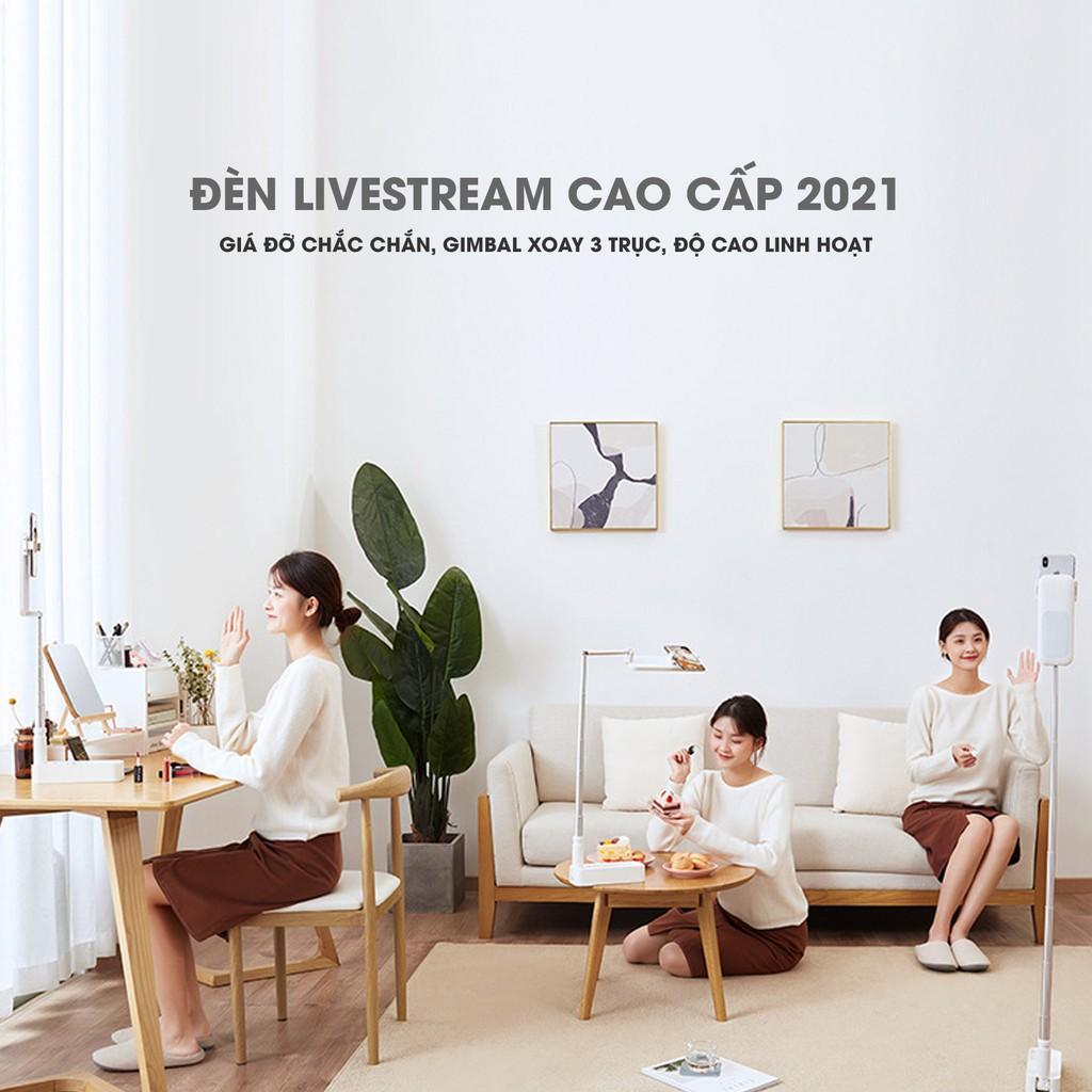 Đèn Livestream cao cấp 2021 bán hàng mini 3 trong 1, để bàn, gấp gọn, pin rời