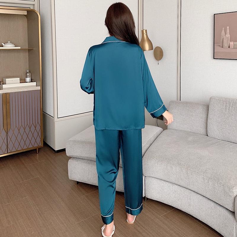 Đồ Bộ Nữ - Bộ Lụa Dài Tay Cao Cấp Mặc Nhà Màu Trơn Mới 2023 Đẹp Sang Chảnh DDLP17
