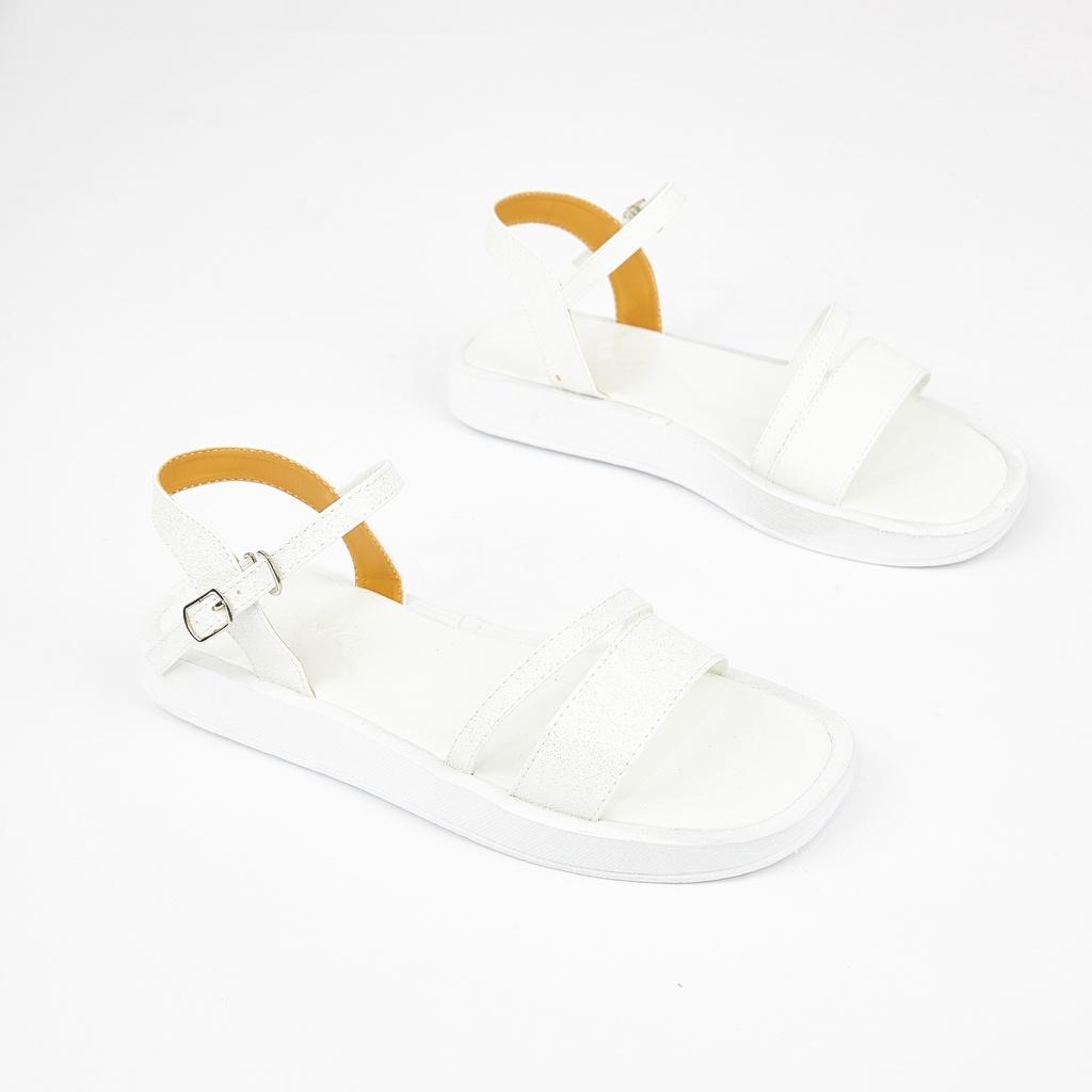 Giày Sandal Nữ MWC 2971 - Giày Sandal Quai Ngang Kim Tuyến Phối Quai Mảnh Cách Điệu Đế Bằng Thời Trang