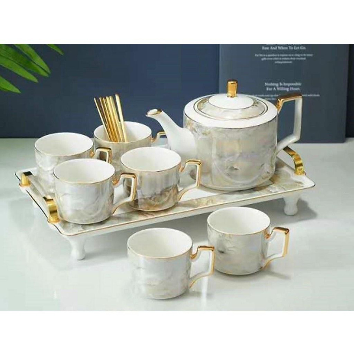 BỘ ẤM CHÉN UỐNG TRÀ CAFE VÂN ĐÁ VIỀN