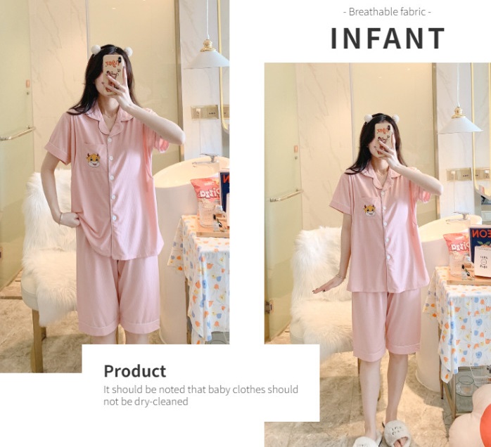 Đồ Bộ Pijama bầu và sau sinh  Chất Liệu Thun Lụa Mặc Nhà Mùa Hè cực mát