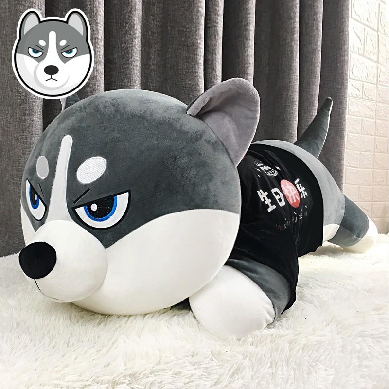 Gấu bông chó husky ngáo siêu to khổng lồ làm gối ôm quà tặng - gấu bông cao cấp size 1m -> 1m5