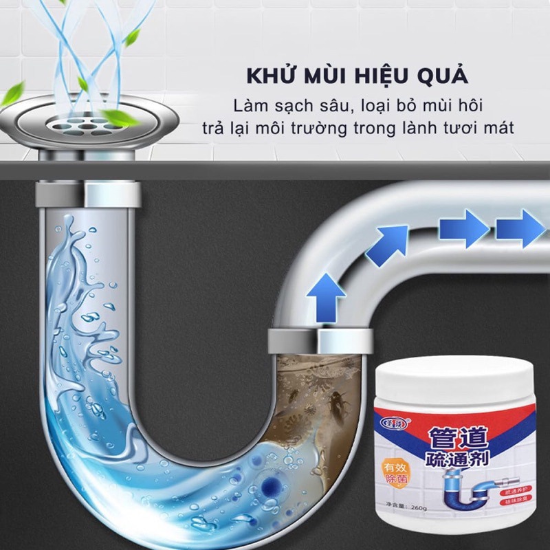 Bột Thông Tắc Cống Thần Thánh Hương Chanh Bạc Hà Cực Mạnh