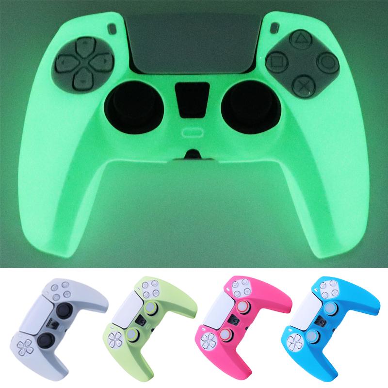 Vỏ silicon dạ quang phát sáng trong bóng tối cho bộ điều khiển PS5 Skin Phụ kiện trò chơi điện tử Hộp đựng cần điều khiển tay cầm chơi game cho Playstation 5 Màu sắc: Xanh dương