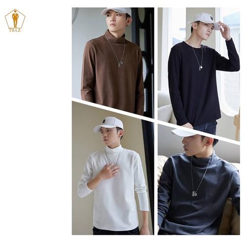 Áo len nam TRAZ cổ lọ cao màu đen, trắng thời trang hàn quốc