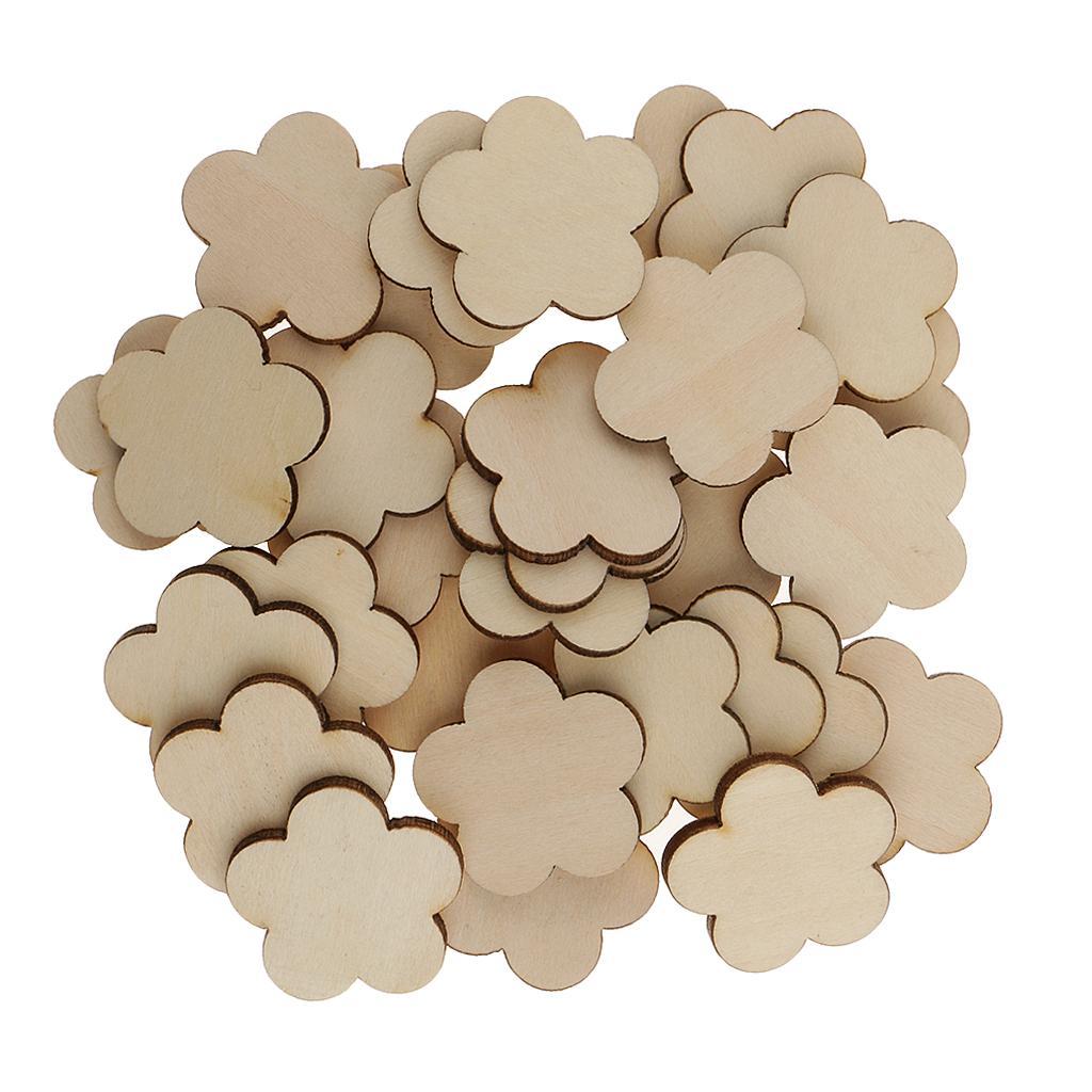 Multiple Shape MDF Unfinished Wooden Pieces Blank Plaque DIY Craft 60 Pieces