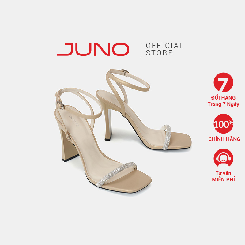 Giày Sandal Nữ 11cm Thời Trang JUNO Gót Thanh Phối Dây Kim Tuyến SD11016