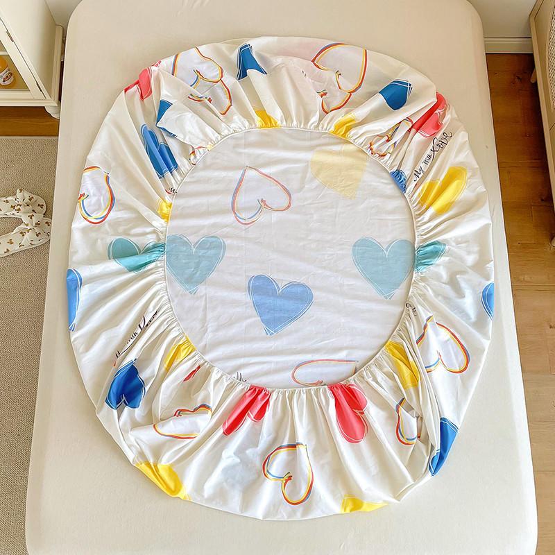 Bonenjoy 100% Bộ Chăn Ga Gối Cotton Trái Tim In Trang Bị Tấm Kích Thước Queen Lençol De Cama Casal Vua Kích Thước Dưới Tấm