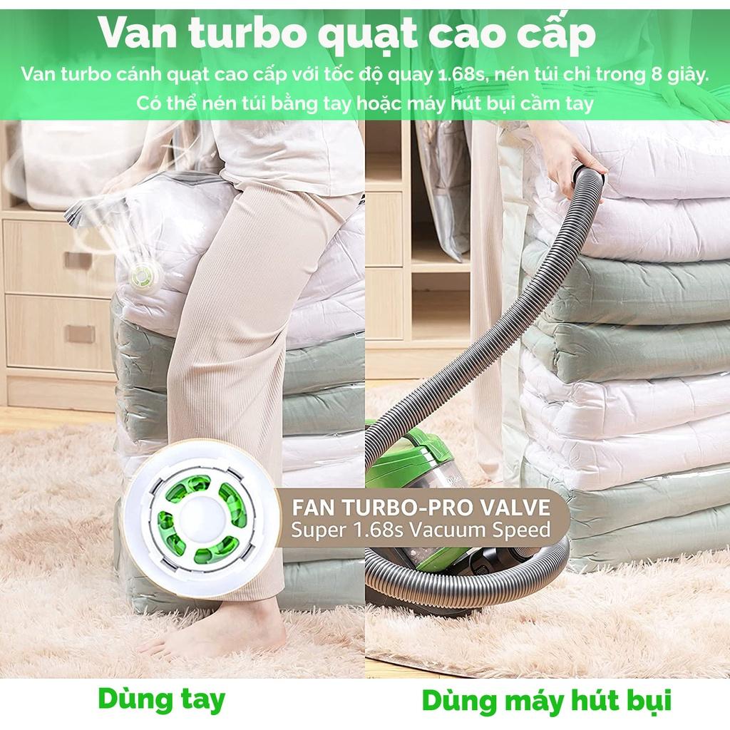 Túi hút chân không đựng quần áo Food Saver để bọc chăn màn không cần dùng bơm 2 lớp khóa zip