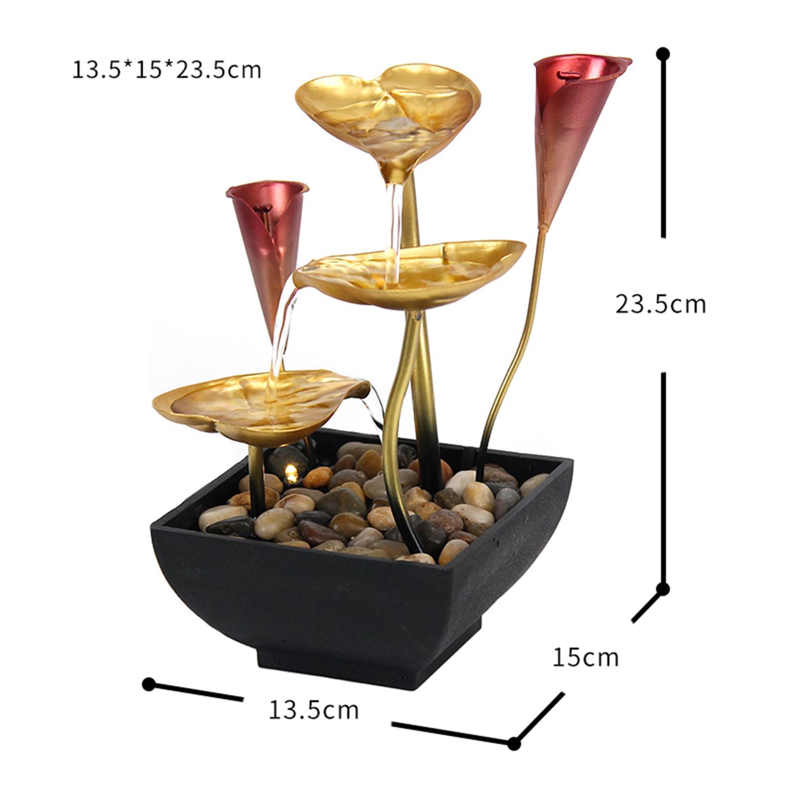 Tabletop Water Fountain Waterfall Desktop Warm Light for Indoor Bedroom Home