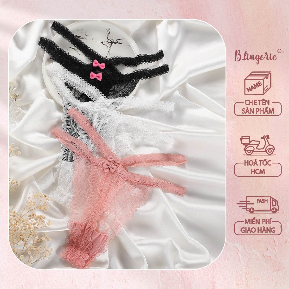 Quần Lót Lọt Khe Ren Nơ - B.Lingerie