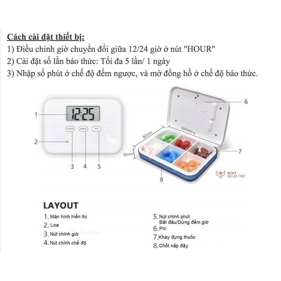 Hộp đựng thuốc viên hẹn giờ thông minh Tab Timer