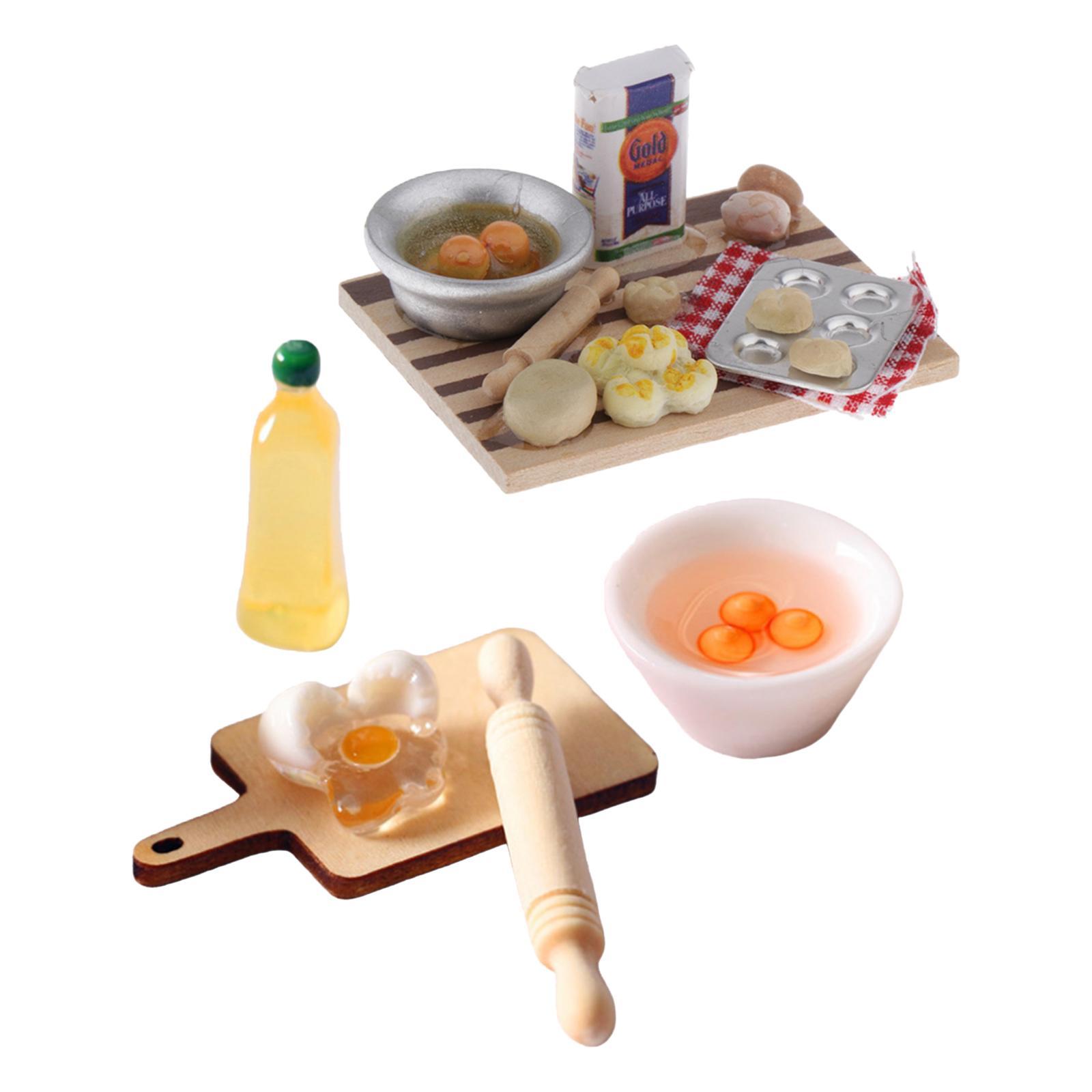 Miniature Rolling Pin Set 1:12 Dollhouse Accessories Kitchen for Children Doll Pretend Play Toy