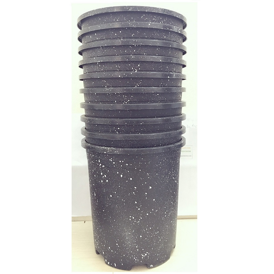 10 Chậu Nhựa Giả Đá Đen size 3